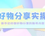 好物分享实操：新手如何做好物分享的账号内容，实操教学