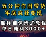 五分钟作图带货疯狂变现，超详细保姆式教程单日纯利3000+【揭秘】