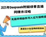 2025年Deepseek附能绿幕直播间挣米攻略无需拜师自学月入过W保姆级教程，最适合小白宝妈的轻创业