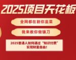 2025项目天花板普通人如何通过知识付费，实现财F自由【揭秘】