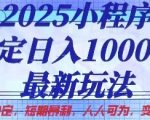 2025小程序稳定日入1k，最新玩法项目长期稳定，短期是利，人人可为，变现快且可观【揭秘】