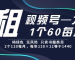 租视频号，一个60每月，2个120.纯绿色、无风险，常年租【揭秘】