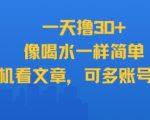一天撸30+，像喝水一样简单，手机看文章，可多账号操作