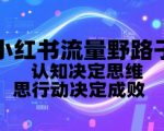 小红书流量野路子，认知决定思维，思维决定行动，行动决定成败