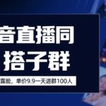 抖音直播同城搭子群，0粉无需露脸，单价19.9，一天进群100人