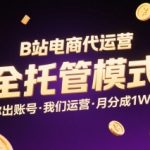 B站电商代运营，全托管模式，你出账号，我们来运营，每月分成1W+【揭秘】