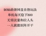 2025最新网盘自撸玩法，单机每天稳下3张，无需流量和拉人头，一个人就可轻松矩阵，全网独一份【揭秘】