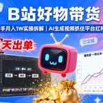 B站好物带货，3天出单，新手月入1W实操拆解，AI生成视频，抓住平台红利期最后机会