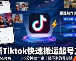最新Tiktok快速搬运快速起号方法,3-5分钟做一条,起不来的号可以试试 最新Tiktok快速搬运快速起号方法,3-5分钟做一条,起不来的号可以试试