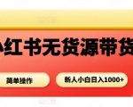 小红书无货源带货项目,简单无脑,新人小白日入多张 小红书无货源带货项目,简单无脑,新人小白日入多张