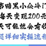小红书暗黑小众冷门项目每天变现2张当天可能就会有收益