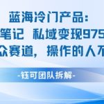蓝海项目：16条笔记私域变现9750米小众赛道操作的人不多