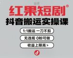 红果短剧拉新之抖音搬运实操课,1:1搬运,一刀不剪,无违规,0粉可做,收益上限高 红果短剧拉新之抖音搬运实操课,1:1搬运,一刀不剪,无违规,0粉可做,收益上限高
