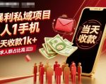 暴利私域项目1人1手机,当天收款1k+,需求人群占比高,当天就能见到钱 暴利私域项目1人1手机,当天收款1k+,需求人群占比高,当天就能见到钱