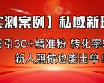 【实测案例】私域新玩法,日引30+精准粉,转化率50%,新人照做也能出单! 【实测案例】私域新玩法,日引30+精准粉,转化率50%,新人照做也能出单!