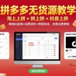 拼多多无货源教学，淘上拼+拼上拼+抖上拼，精细化蓝海+运营进阶+终极玩法，全套运营教程