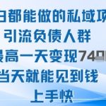 2025年小白都能做的私域项目引流负债人群最高一天变现1k+高变现难度低当天就能见到钱上手快 2025年小白都能做的私域项目引流负债人群最高一天变现1k+高变现难度低当天就能见到钱上手快