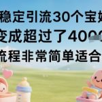 每天稳定引流30个宝妈粉当月变成超过了1W+项目流程非常简单适合小白 每天稳定引流30个宝妈粉当月变成超过了1W+项目流程非常简单适合小白