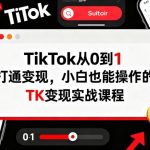 TikTok从0到1打通变现,小白也能操作的TK变现实战课程 TikTok从0到1打通变现,小白也能操作的TK变现实战课程