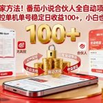 独家方法!番茄小说合伙人全自动挂G项目,无风控单机单号稳定日收益100+,小白也能做【揭秘】 独家方法!番茄小说合伙人全自动挂G项目,无风控单机单号稳定日收益100+,小白也能做【揭秘】