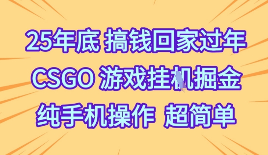 25年底搞钱回家过年,CSGO游戏挂G掘金,纯手机操作超简单【揭秘】