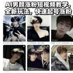 AI男颜涨粉短视频教学，全新玩法，快速起号涨粉