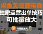 闲鱼无货源电商，独家运营出单技巧，可批量放大
