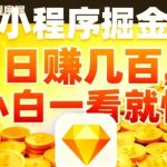 微信小程序掘金项目，日入几张，项目简单，小白一看就懂，5分钟就能学会上手操作【揭秘】