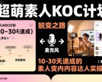 超萌素人KOC计划，10-30天速成的素人变内容达人实操课，适合想做短剧小说推文电商推广的素人入局