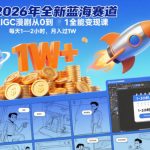 2026年全新蓝海赛道AIGC漫剧从0到1全能变现课，每天1—2小时，月入过1W