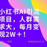 她通过这个AI项目每月做到2W＋的收入，最新小红书AI项目，人群需求大！