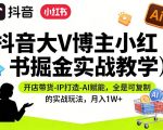 抖音大V博主小红书掘金实战教学，开店带货-IP打造-AI赋能，全是可复制的实战玩法，月入1W+