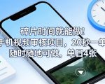 碎片时间就能做！手机视频审核项目，20秒一单，随时随地可做，单日4张+【揭秘】