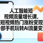 人工智能短视频流量增长课，AI短视频热门涨粉变现课，一部手机玩转AI流量变现