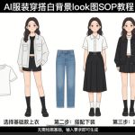 AI服装穿搭白背景look图SOP教程，不用会画画，提几句具体要求，AI就能还你一个奇迹