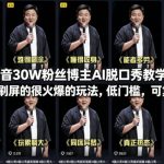 抖音30W粉丝博主AI脱口秀教学，最近刷屏的很火爆的玩法，低门槛，可复制