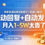 拼多多虚拟类目新路子｜机器人解决，自动回复+自动发货，月入1-5W太香了【揭秘】