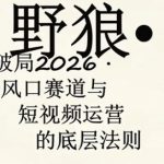 野狼团队·多平台实操运营课，覆盖AI口播、服装、好物、漫剪等热门玩法（更新4月29日）