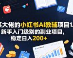 某大佬的小红书AI教辅项目1.0，新手入门级别的副业项目，稳定日入200+