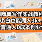 AI商单写作实战教程，小白也能周入3k+，给普通人0成本创业课