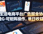 火聚生活电商平台广告掘金协议全自动挂G-可矩阵操作，单日收益5张+【揭秘】