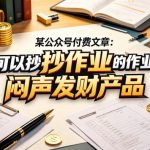 某公众号付费文章：可以抄作业的闷声发财产品