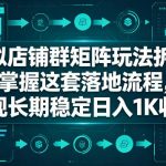 虚拟店铺群矩阵玩法拆解，掌握这套落地流程，实现长期稳定日入1K收益【揭秘】