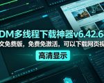 IDM多线程下载神器v6.42.64中文免费版，免费免激活，可以下载网页视频（例如飞书文档内的视频）
