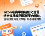 ozon电商平台精细化运营，结合实战案例解析平台活动、促销设置与退货策略，助你规避风险、提升销量