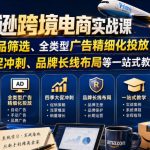 亚马逊跨境电商实战课，从蓝海产品筛选、全类型广告精细化投放，到四季大促冲刺、品牌长线布局等一站式教学