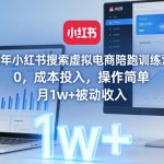 2026年小红书搜索虚拟电商陪跑训练营4.0，0成本投入，操作简单，月1w+被动收入（更新）