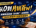 某大佬的电商创业圈从0到月销百W！拆解新品起盘+全站推广+动销模型，系统化帮助中小卖家快速盈利
