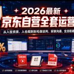 2026最新京东自营全套运营课，从入驻资质、入仓规则到毛保谈判、采销沟通，全流程避坑落地