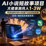 AI小说短故事项目，大佬亲测月入1-3W，零基础教你用AI批量产出优质短故事，实现一稿多吃多渠道变现（更新）